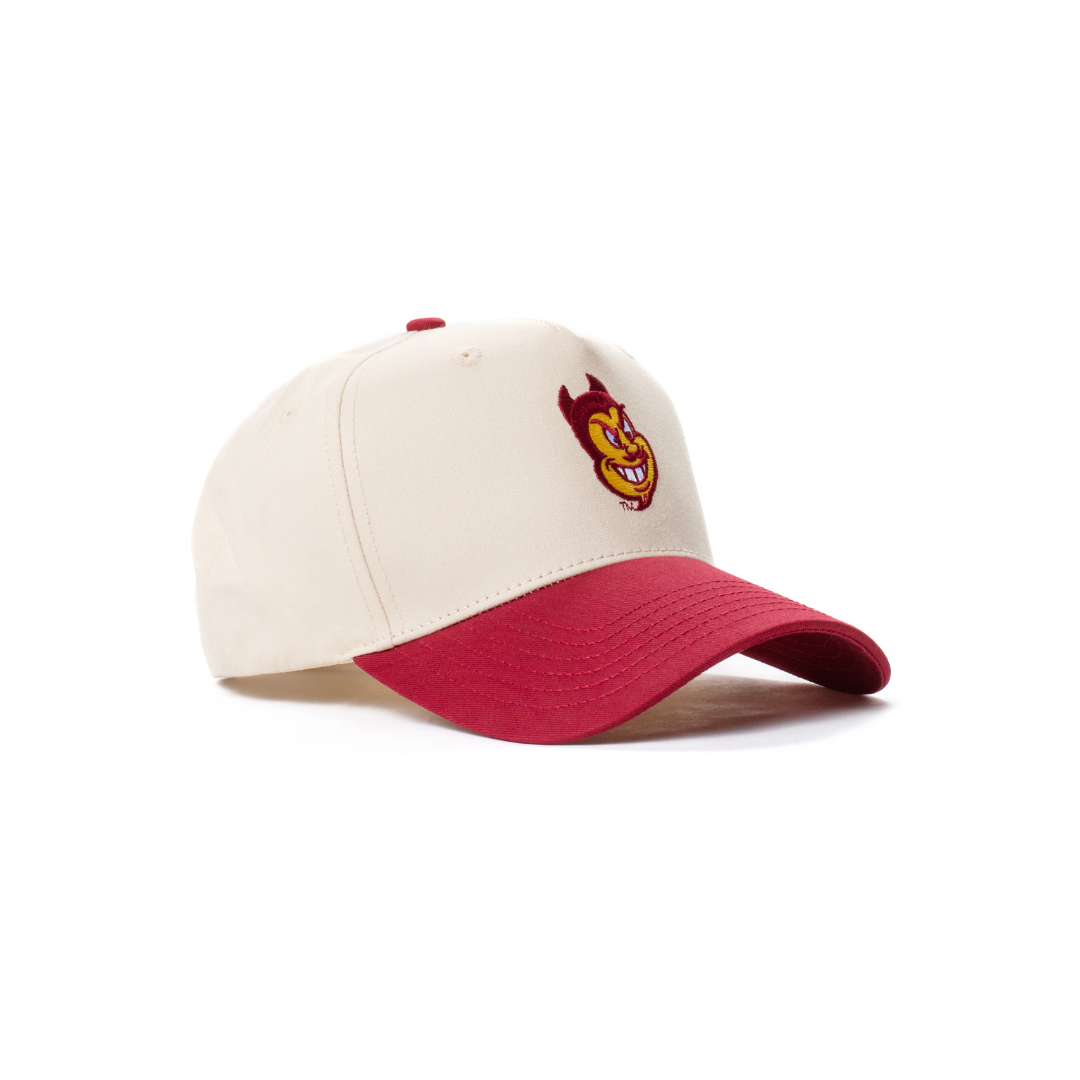 ASU Mascot Snapback Cream & Maroon