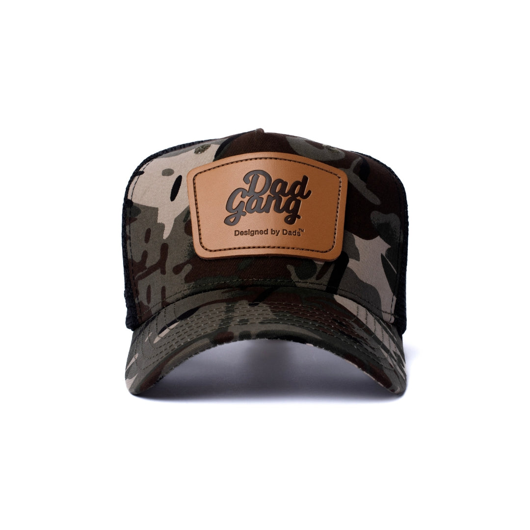 Leather Patch trucker - Black/Camo