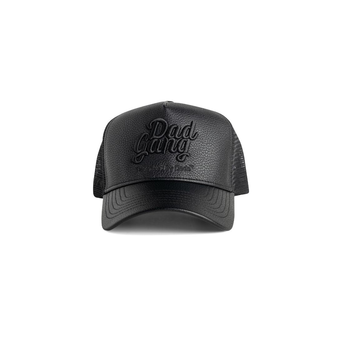 Triple Black Leather Trucker