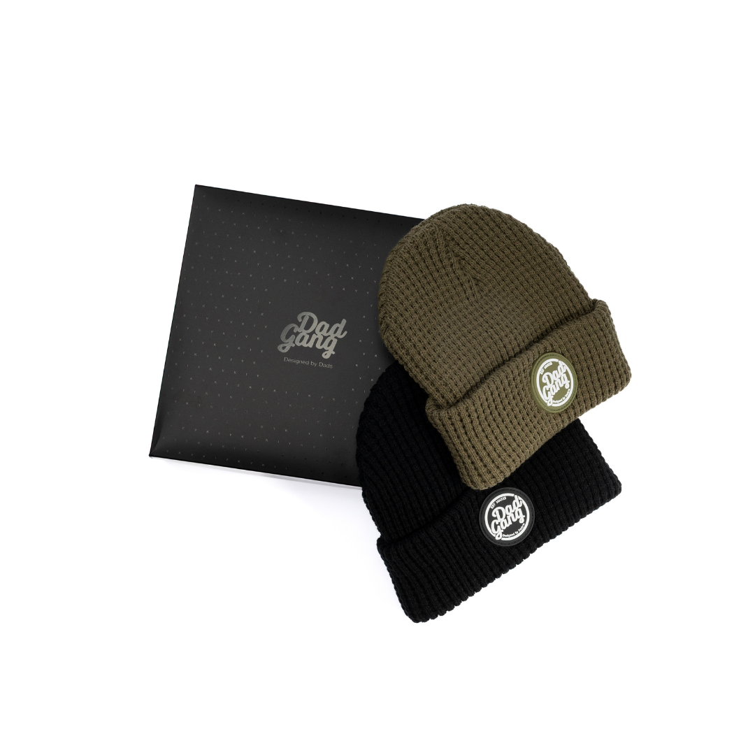 Dad Gang Beanie Box (Black and Olive) 2 Pack