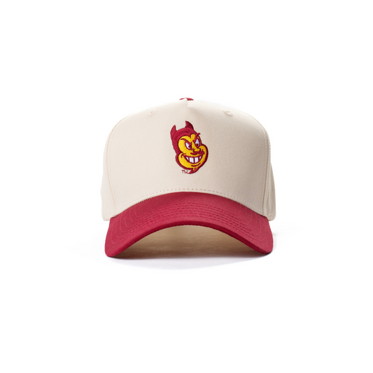 ASU Mascot Snapback Cream & Maroon