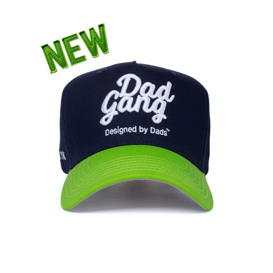 Dad Gang Logo Hat - Navy & Neon Green