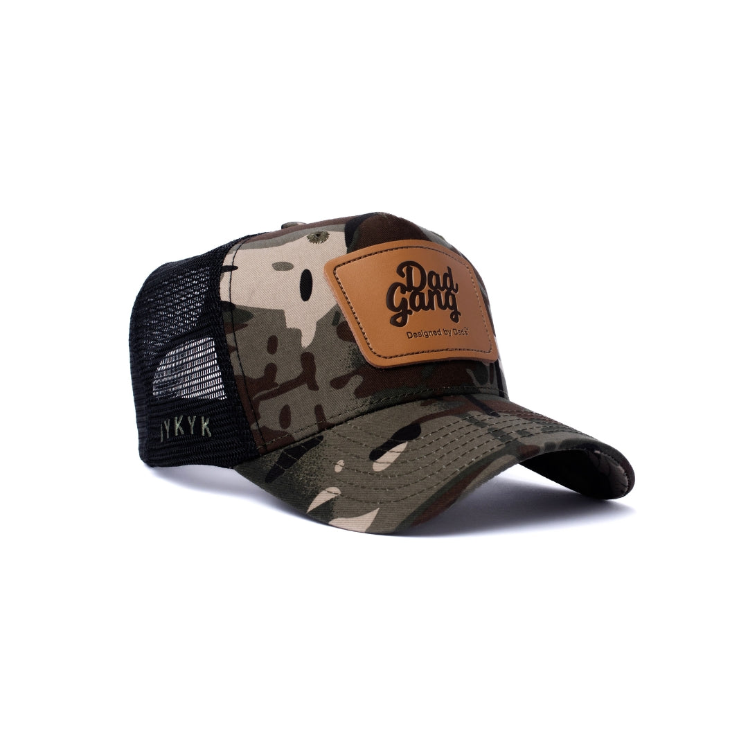 Leather Patch trucker - Black/Camo