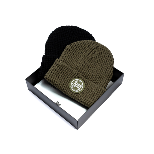 Dad Gang Beanie Box (Black and Olive) 2 Pack