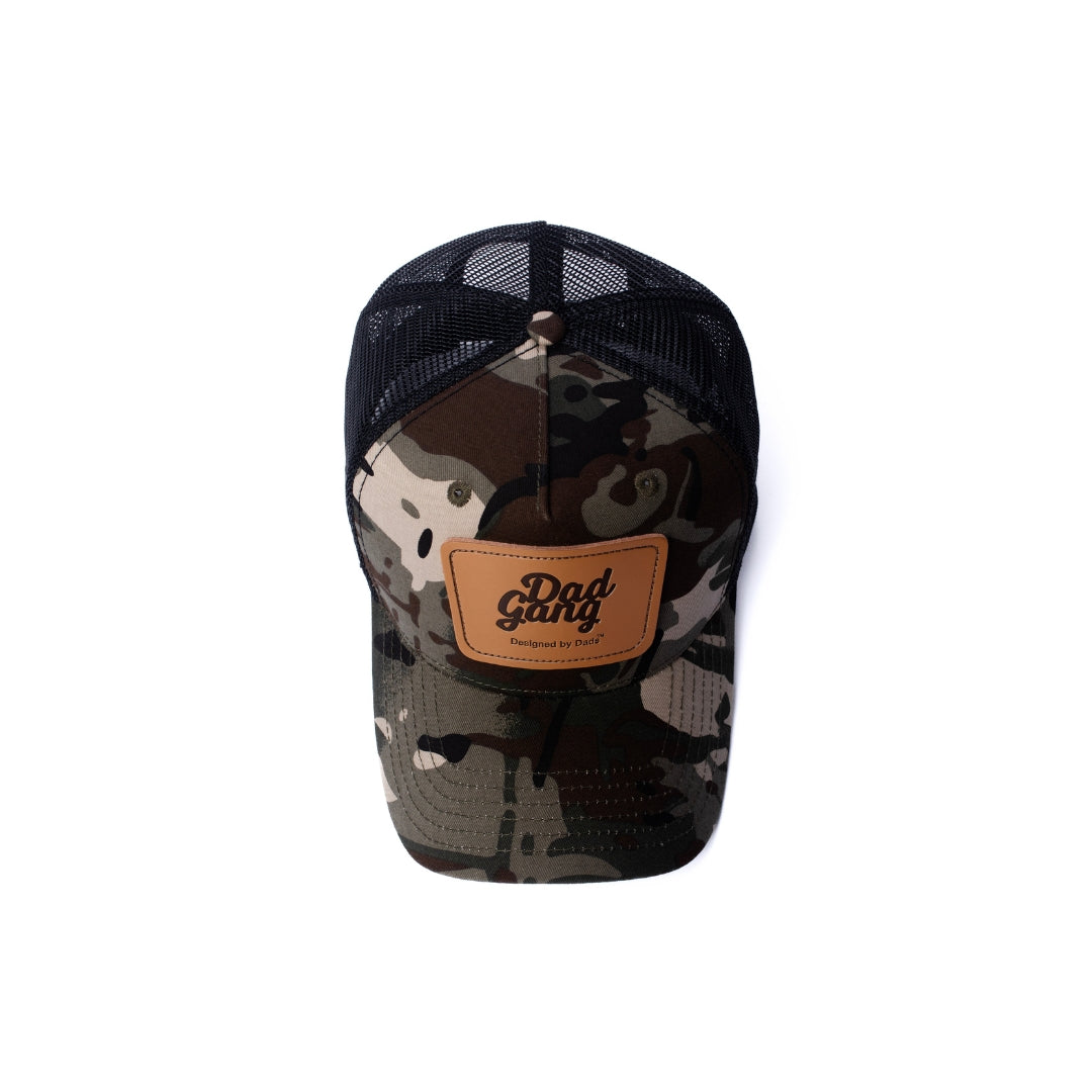Leather Patch trucker - Black/Camo