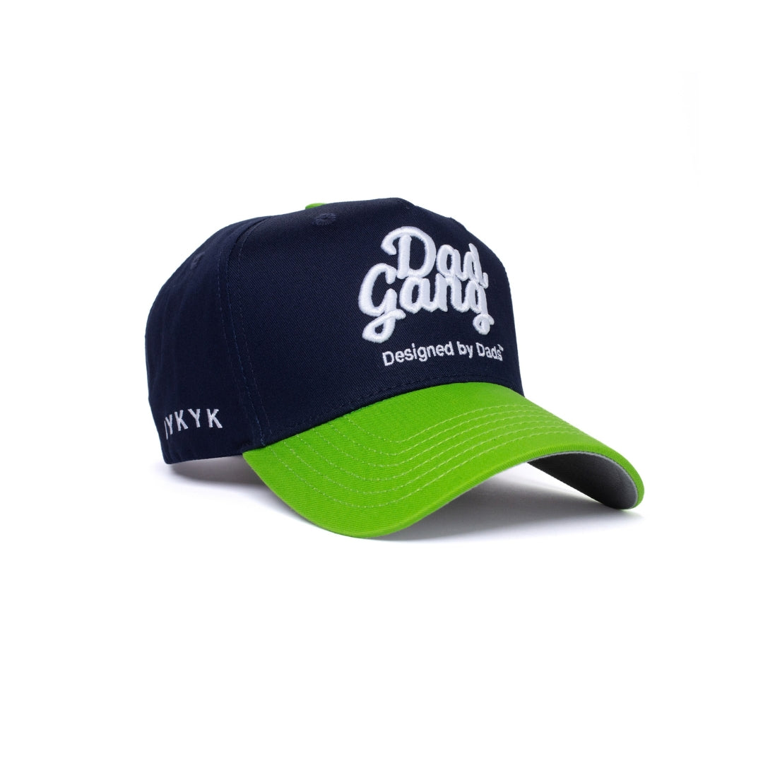 Dad Gang Logo Hat - Navy & Neon Green