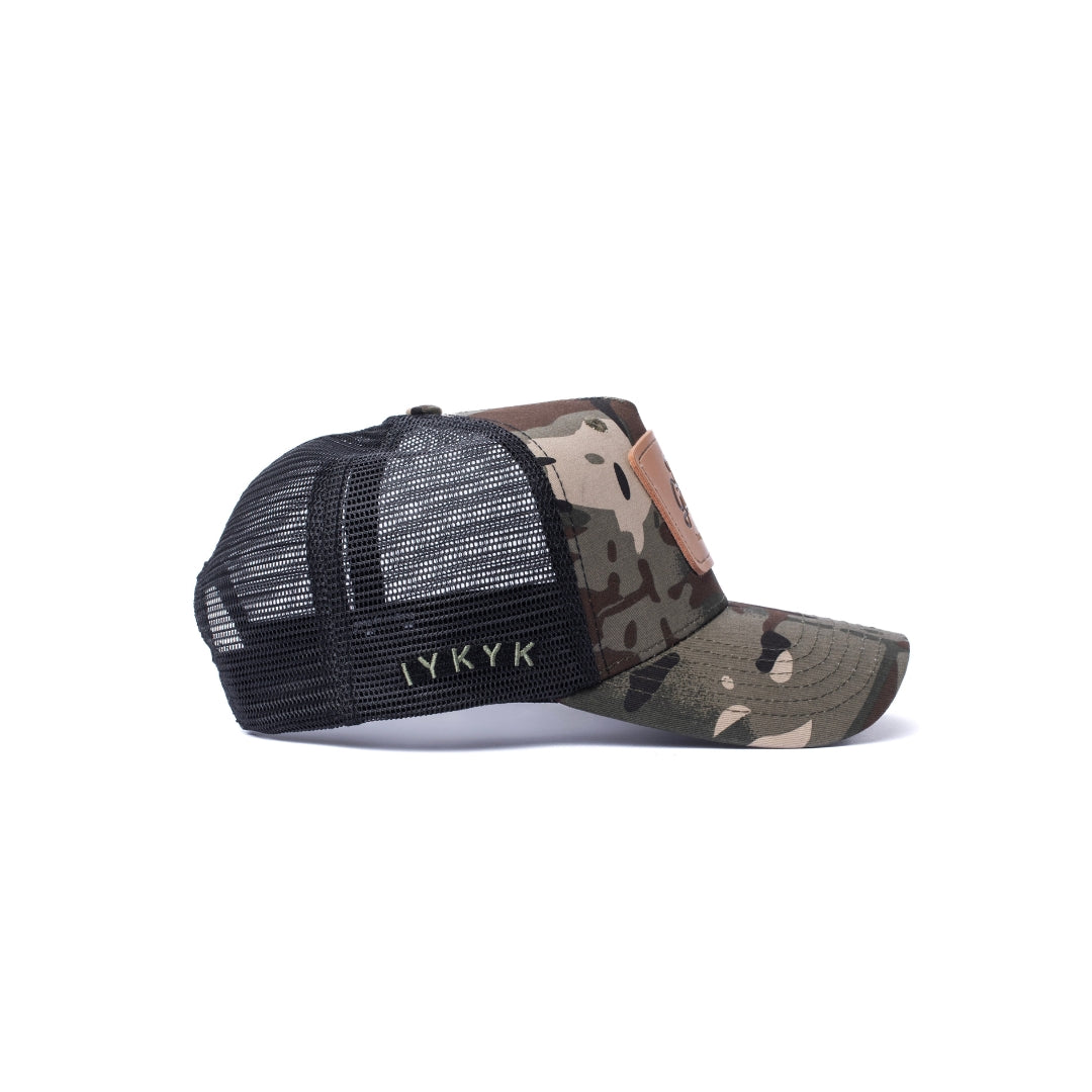Leather Patch trucker - Black/Camo