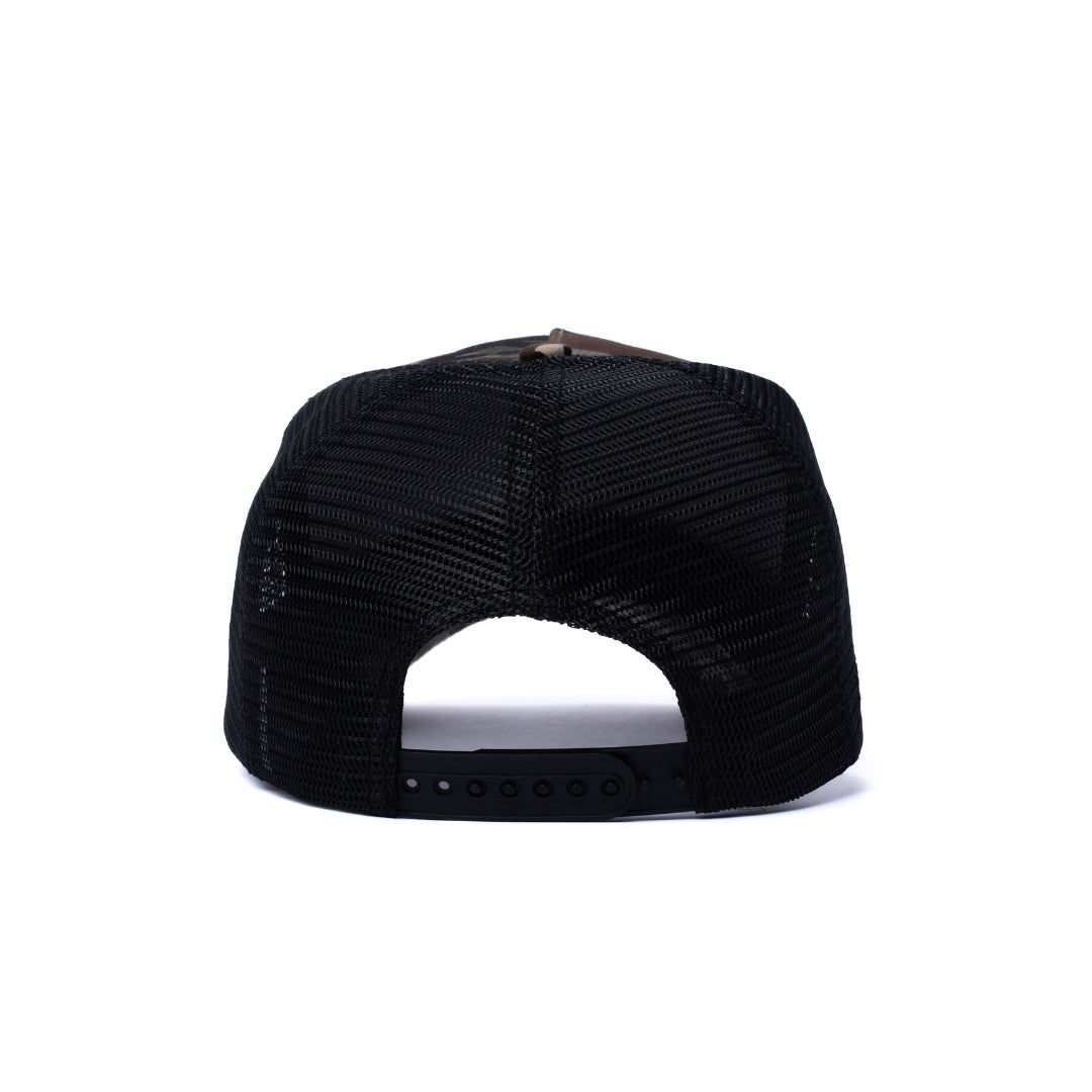 Leather Patch trucker - Black/Camo