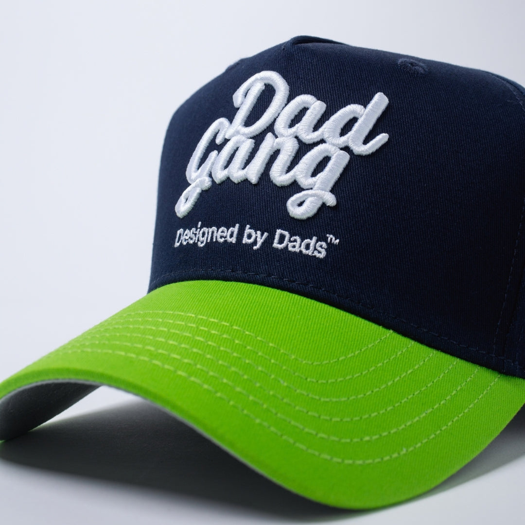 Dad Gang Logo Hat - Navy & Neon Green