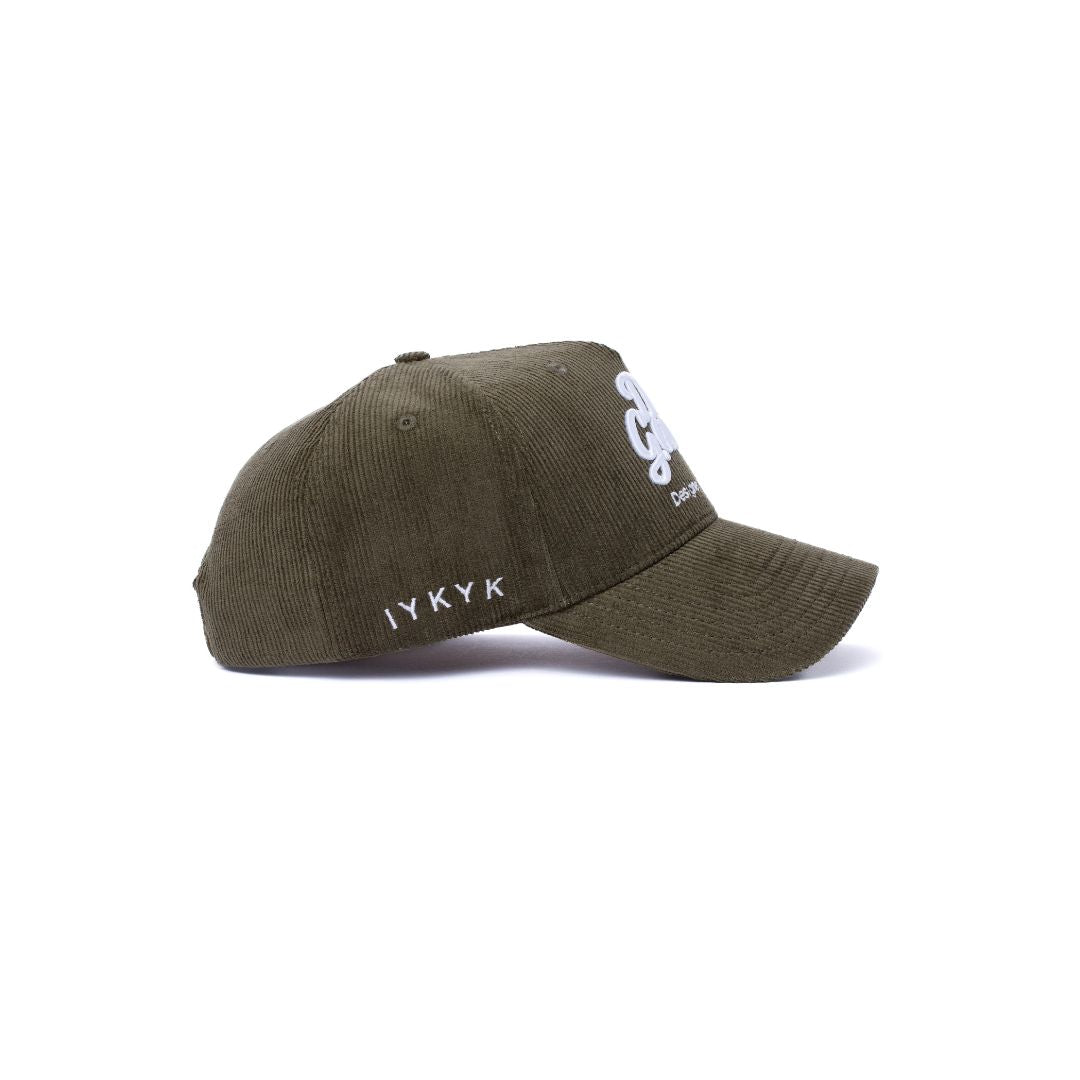 CORDADROY LOGO - Olive/White