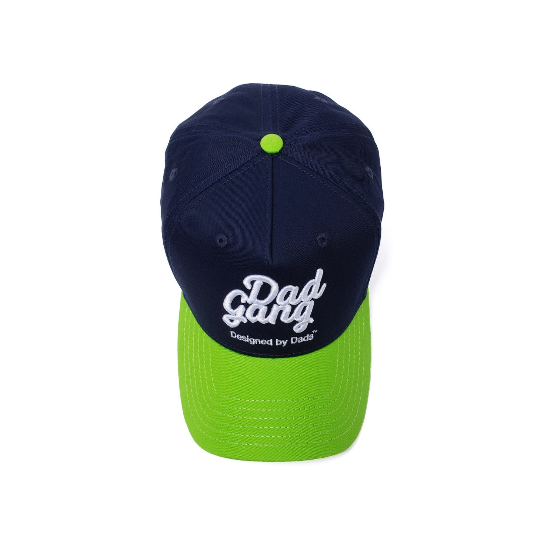 Dad Gang Logo Hat - Navy & Neon Green