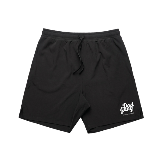 DadGang Logo Active Shorts 18" - Black