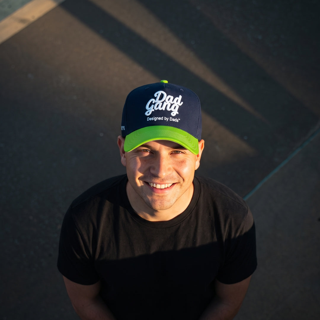 Dad Gang Logo Hat - Navy & Neon Green
