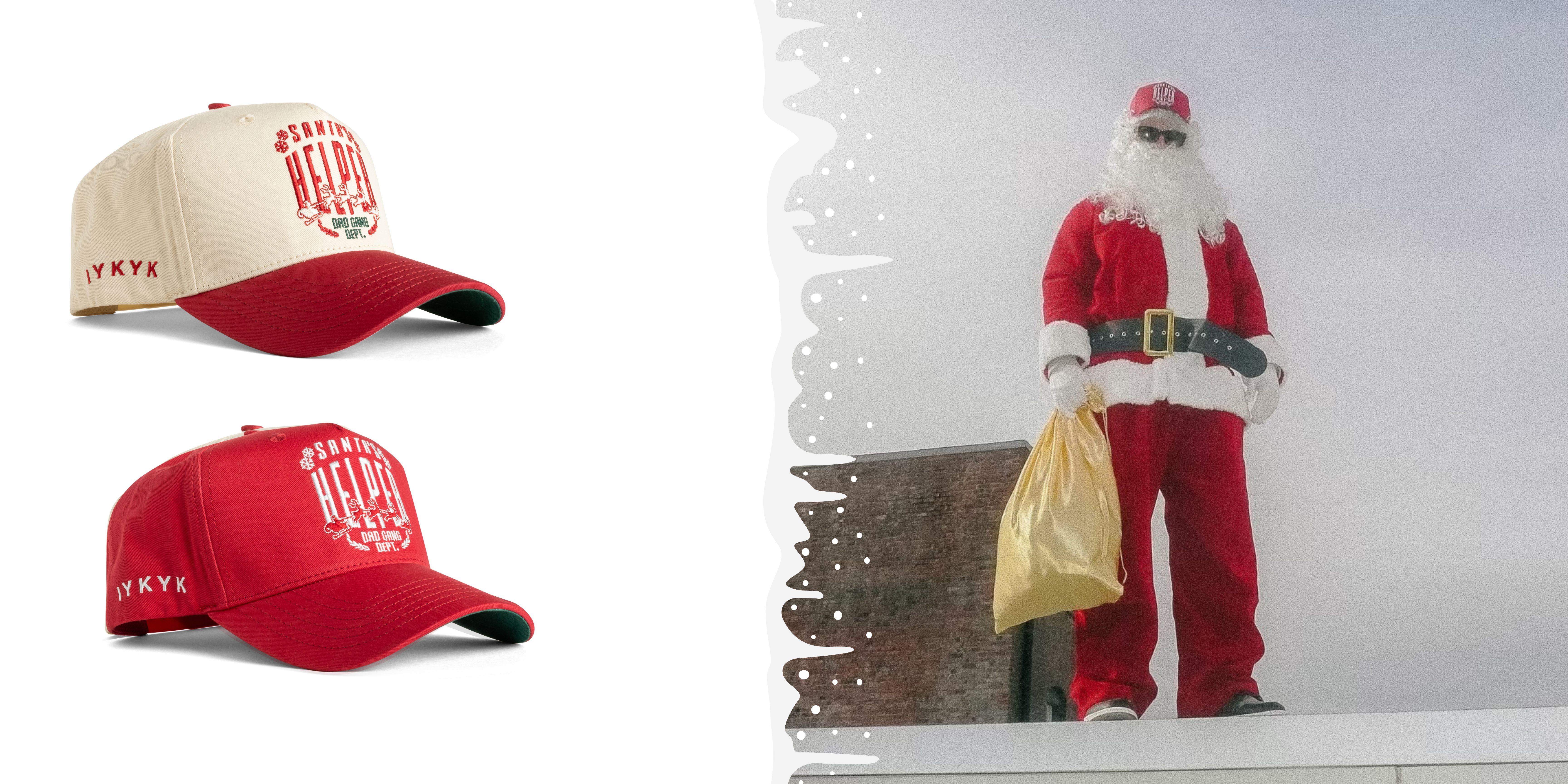 picture of santa standing with hats