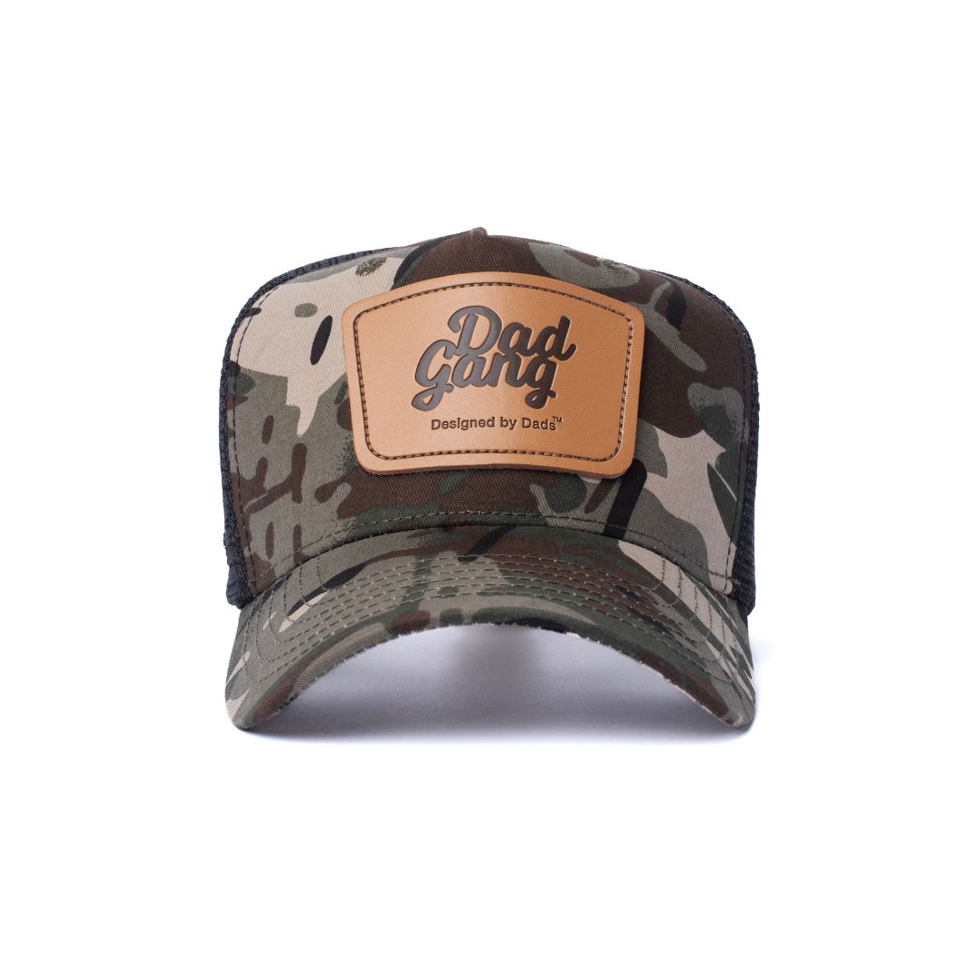 Leather Patch trucker - Black/Camo